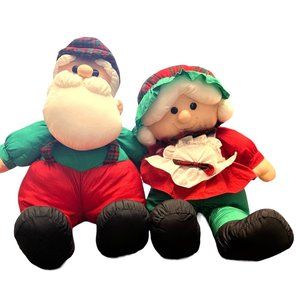 Vintage Santa & Mrs Claus Puffy Style Plush 1990s Parachute 22in Tb Trading Co